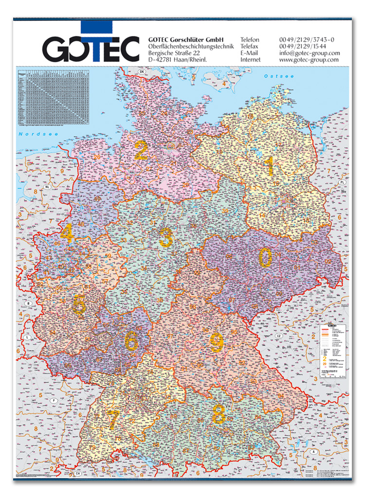 Postleitzahlenkarte Deutschland | Landkarten | Produkte | Wölfer