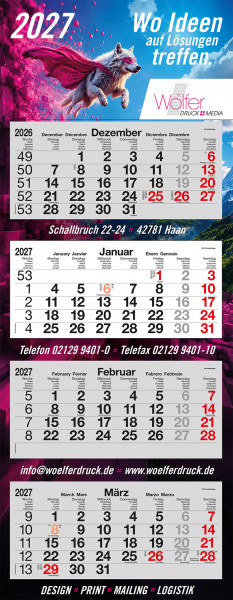 4-Monatskalender EURO DATA FOUR 33 x 85 cm